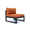 Leisuremod Chelsea 6-Piece Patio Ottoman Sectional Black Aluminum With Orange Cushions CSOBL-6OR